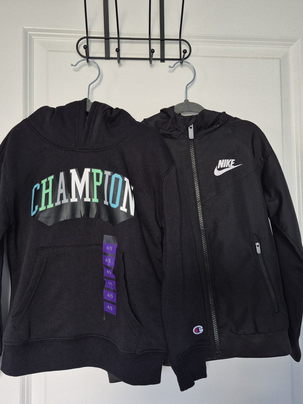 Champion Hoodie Sz 4/5 (NWT) & Nike Kids Black Light Jacket Sz 4 XS - Pack of 2